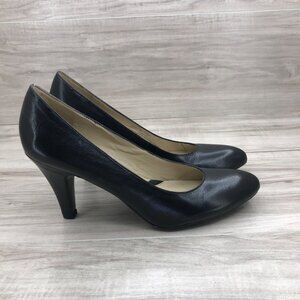 Naturalizer Heels Womens 7.5N Clava Black Leather Slip On Pump Shoes